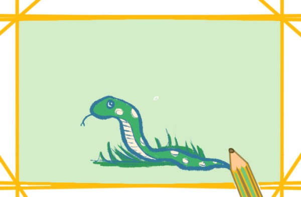 Simple drawing of snake on the grass