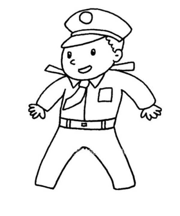 Simple drawing of young policeman