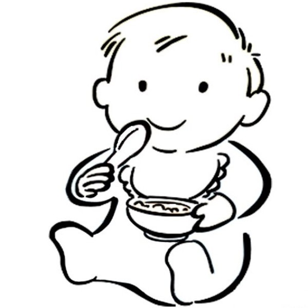 Simple drawing of baby eating