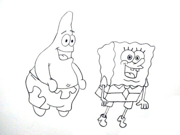 9 simple drawings of SpongeBob and Patrick