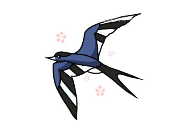 Simple drawing of swallows in spring