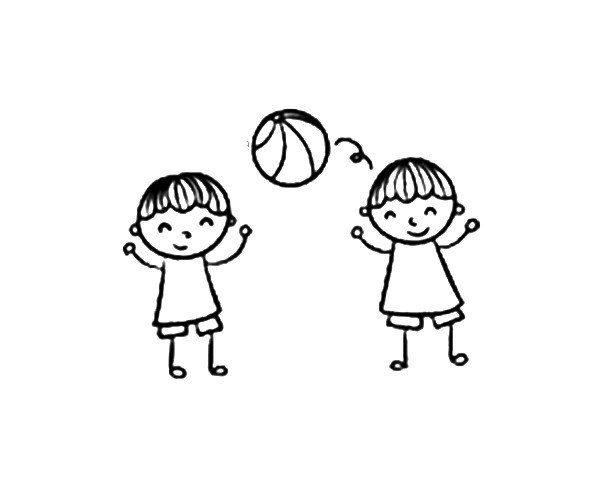 Two little boys playing basketball