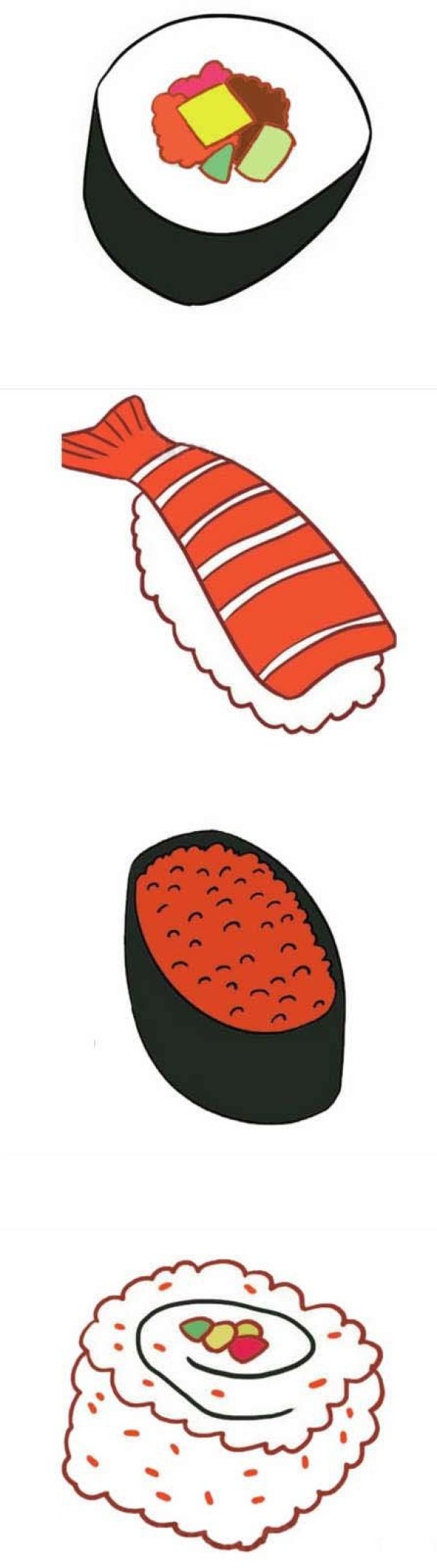 How to draw colorful sushi