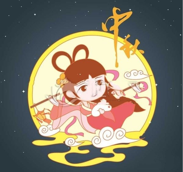 Mid-Autumn Festival Chang'e flying to the moon simple drawing (cartoon version)