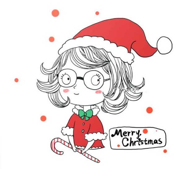 Christmas girl simple drawing