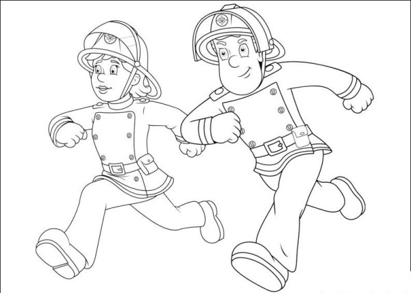 Complete collection of simple drawings of fire fighters