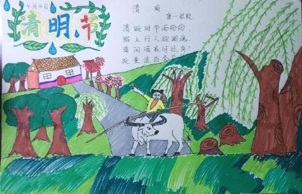 Award-winning childrens paintings of Qingming Festival