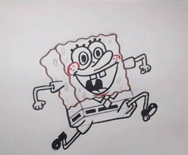 Running Spongebob simple drawing steps