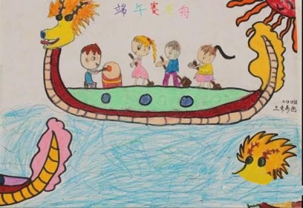 Dragon Boat Festival childrens drawing pictures-Dragon Boat Festival dragon boat race