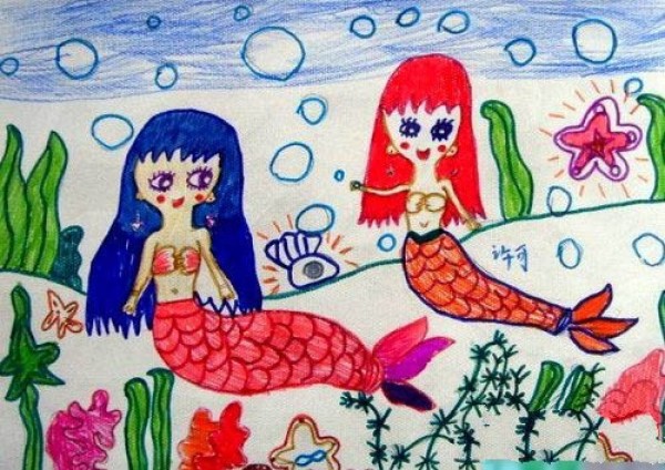 Childrens drawing we are mermaids