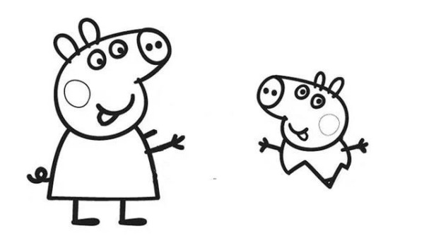 Simple drawing tutorial: Draw Peppa Pig playing with her brother