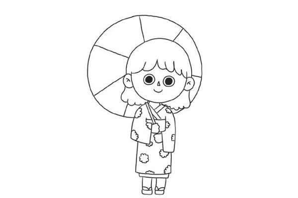 Simple drawing tutorial of little girl in kimono