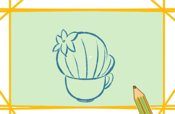 Flowering cactus simple drawing