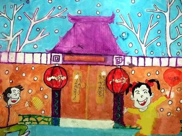 Appreciation of Spring Festival New Year childrens watercolor art paintings