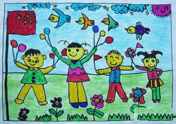 Love the motherland and celebrate the National Day childrens painting-the motherland is in my heart