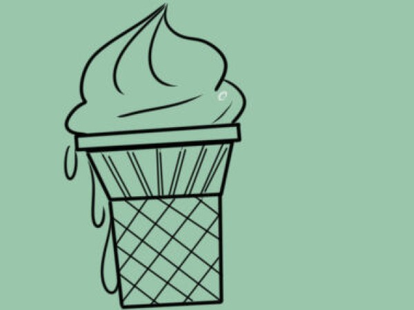 Simple drawing of ice cream that is about to melt