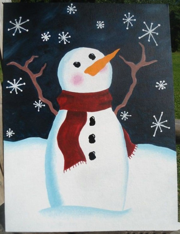 Watch foreign oil paintings of Happy Little Snowman online