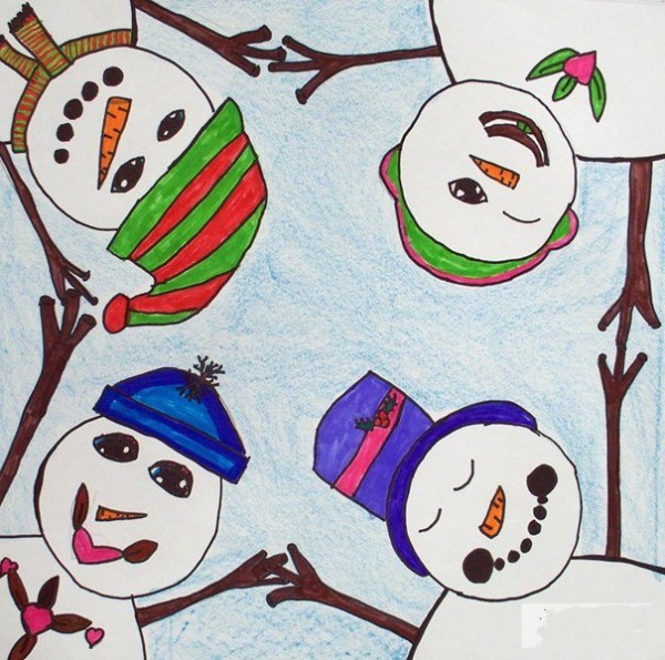 Watch playful snowman watercolor paintings online