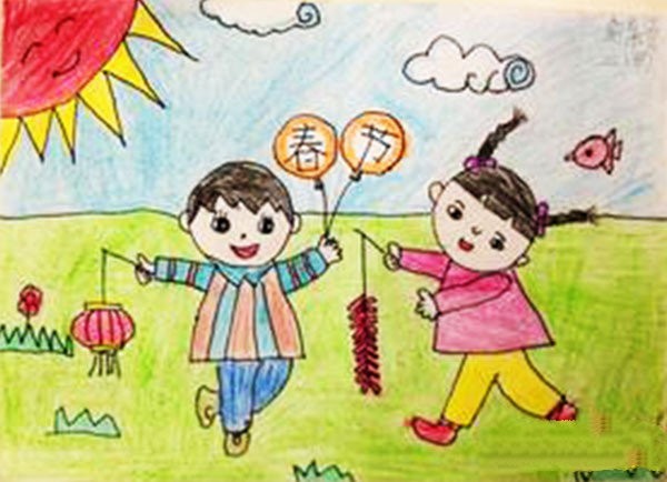 2017 children’s paintings about celebrating the Spring Festival