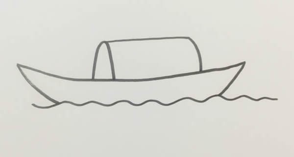 Simple drawing of colorful wooden boat