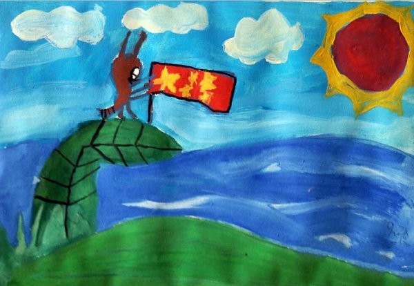 Ants National Day holiday childrens watercolor painting pictures