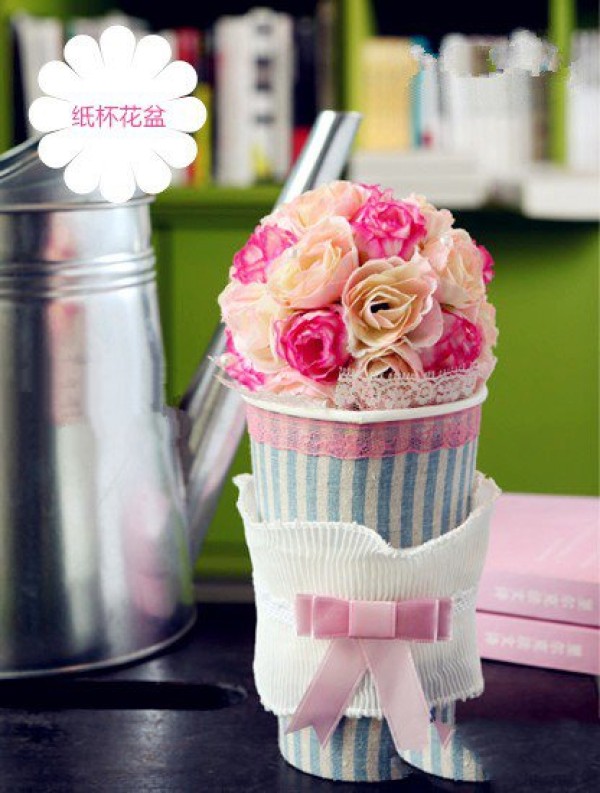 How to make paper cup flower pots by hand