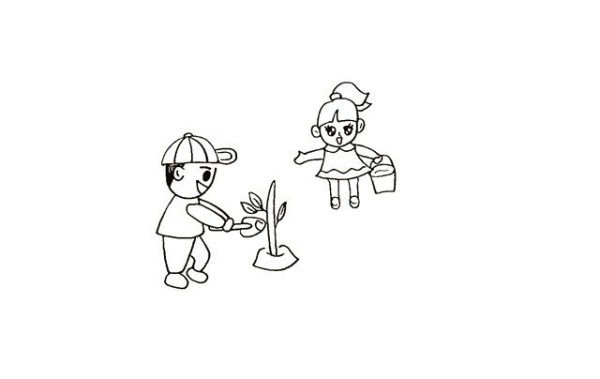 How to draw a simple drawing of Arbor Day