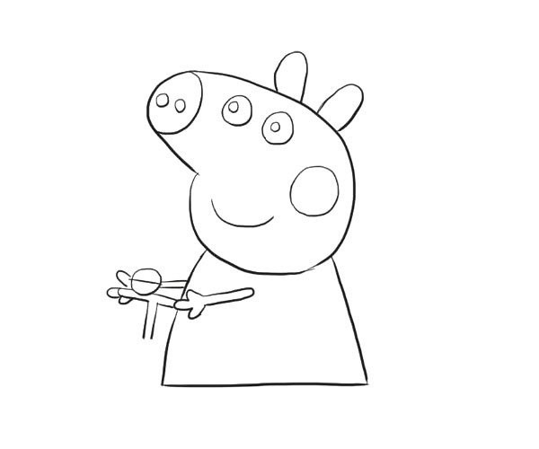 Learn to draw Peppa Pig riding a bicycle step by step