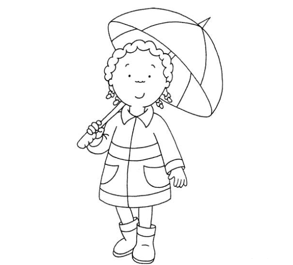 Simple drawing of little girl holding an umbrella