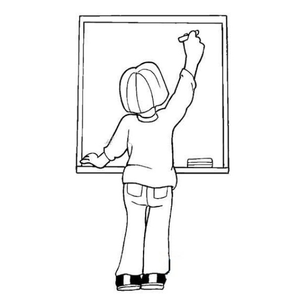 Simple drawing of teacher writing notes