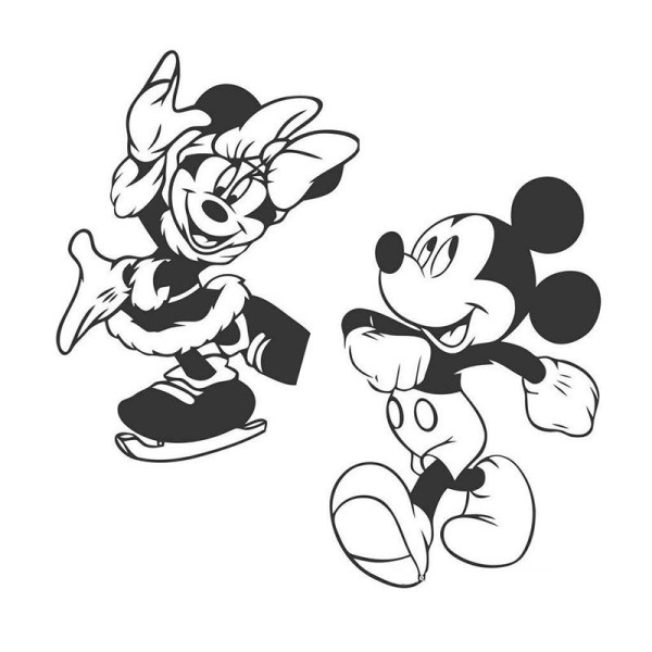 Simple drawings of Mickey and Minnie