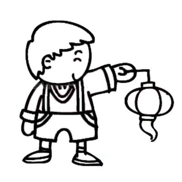 Little boy lighting a lantern