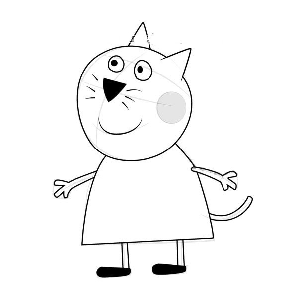 Peppa Pig and Candy the Kitten Simple Drawing