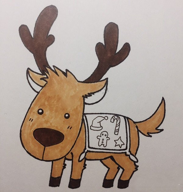 Christmas Deer Simple Drawing Tutorial