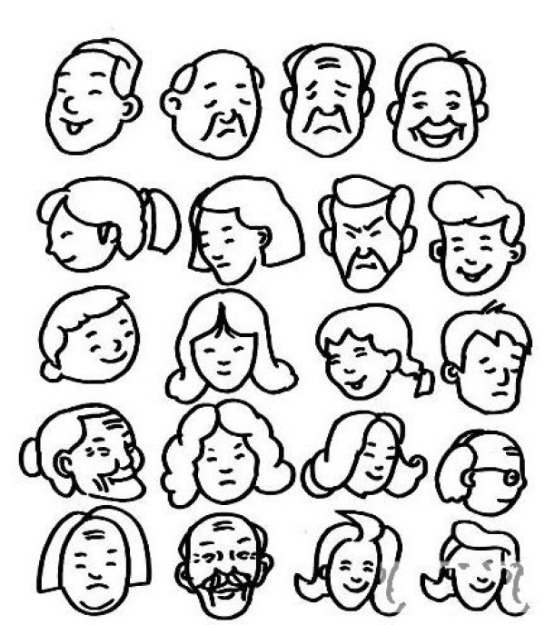 Various character avatars simple strokes