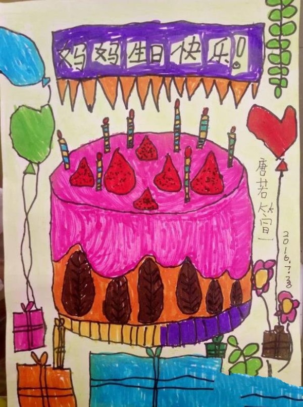 Happy Birthday to Mom - Appreciation of Childrens Drawings of Birthday Cake Pictures