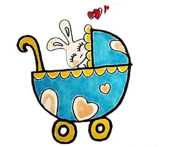 How to draw a cartoon baby carriage step by step