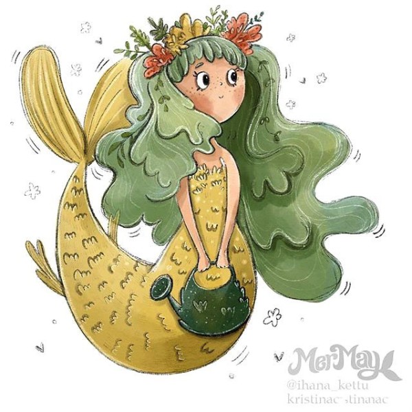 A set of mermaid illustrations