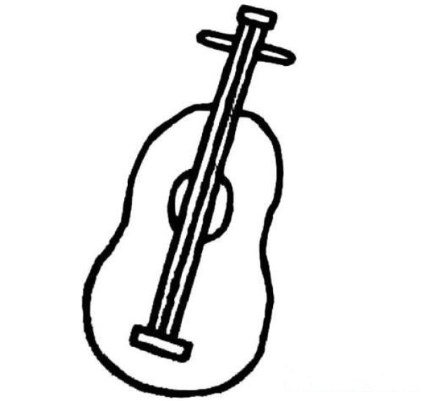 How to draw a guitar for children with simple strokes