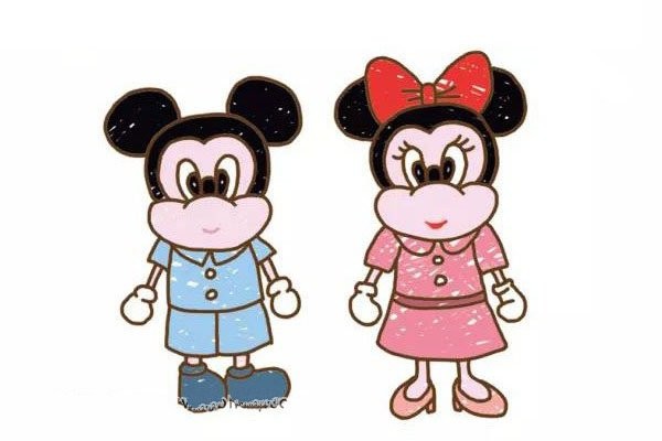 Mickey and Minnie simple drawing pictures