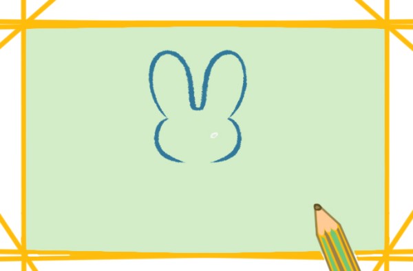 Simple drawing of little white rabbit eating