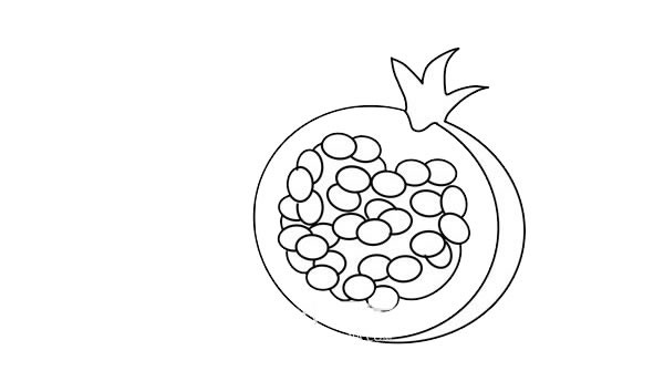 How to draw a peeled pomegranate