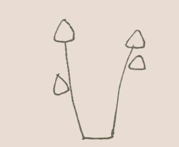 Simple drawing of Enoki mushrooms