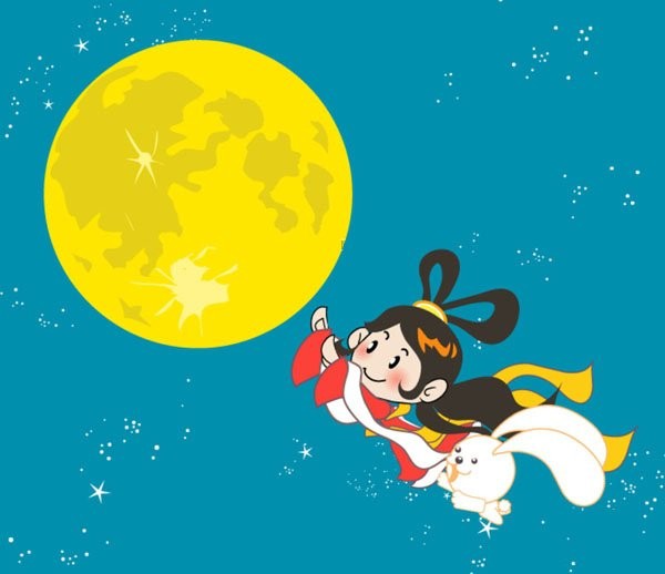 Mid-Autumn Festival Chang'e flying to the moon simple drawing (cartoon version)