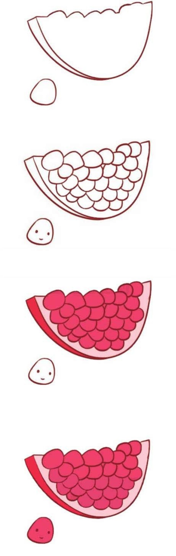 How to draw a red pomegranate