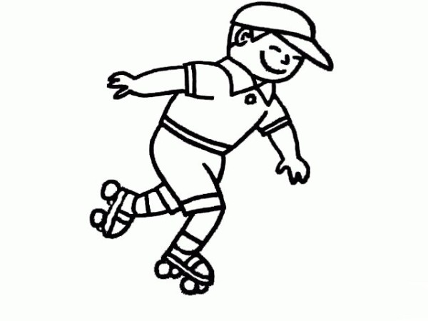 Simple drawing of little boy on roller skates