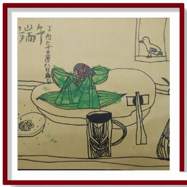 Five pictures of children’s drawings for Dragon Boat Festival