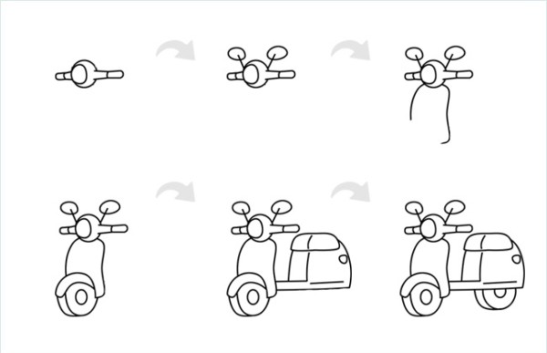 How to draw a scooter in simple strokes