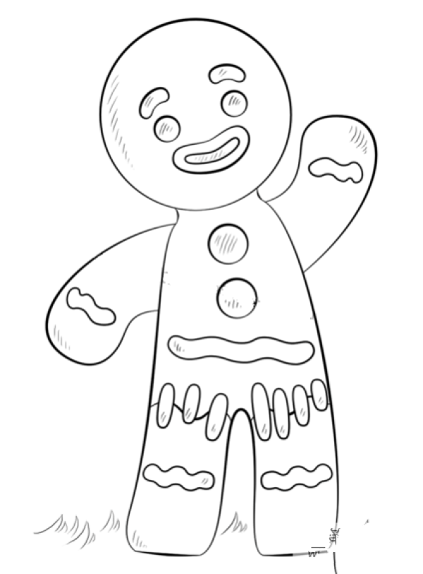 How to draw Christmas gingerbread man