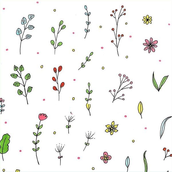 Dozens of simple drawing materials of flowers and plants